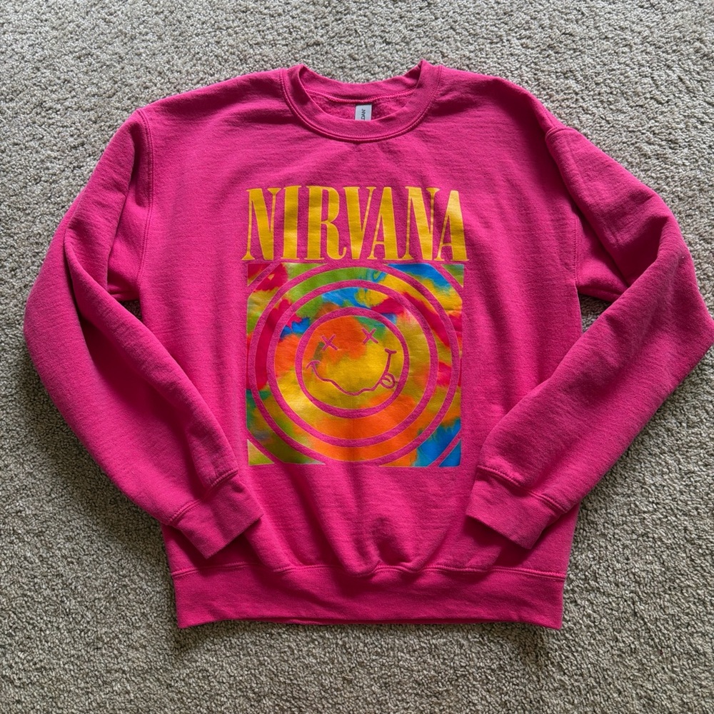 Hot Pink Nirvana Crewneck Sweatshirt